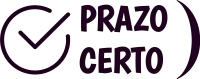Logotipo do site Prazo Certo. O logotipo está na cor hexadecimal #230023 com as letras que formam a palavra "PRAZO CERTO" em Caps Lock. O símbolo ao lado das letras lembra um relógio com um check de tarefa feita.