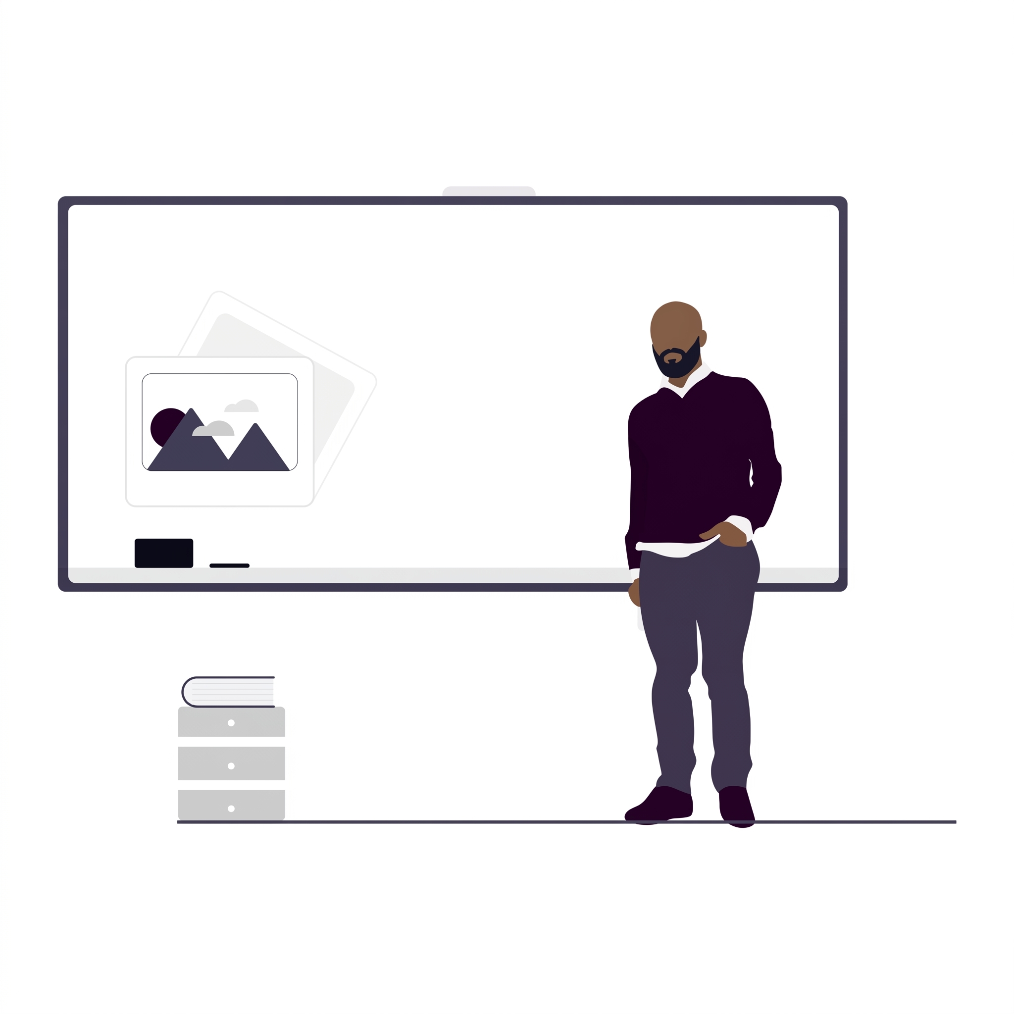 página de serviços do site Prazo Certo: Um homem negro, careca, de barba em uma formação sobre geração de imagens com IA