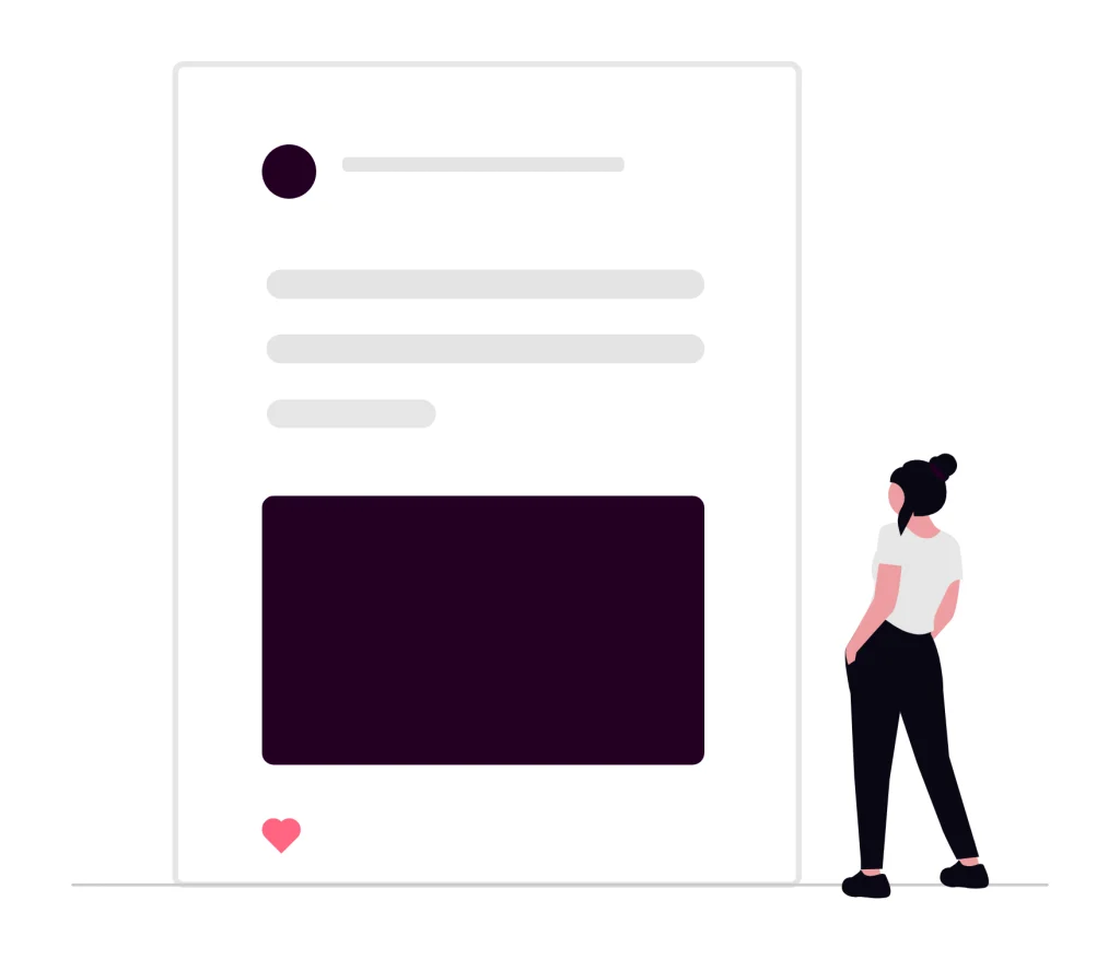 Imagem que representa um post feito no LinkedIn. É um desenho no estilo wireframe com uma curtida. Serve para a parte de posts que compõe o meu portfólio.
